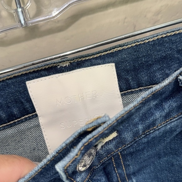 Mother full pipe flood jeans denim Blue it’s a small world NWT size 32 - Picture 6 of 12